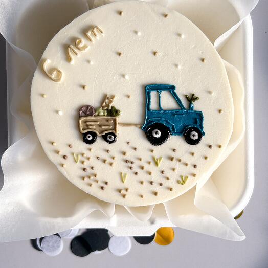 A bento with a tractor