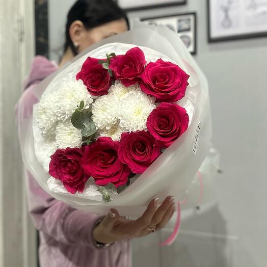 Букет с розовыми розами💖💗