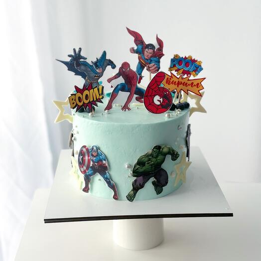 Торт с супер героями , торт на день рождения с героями Марвел / Marvel