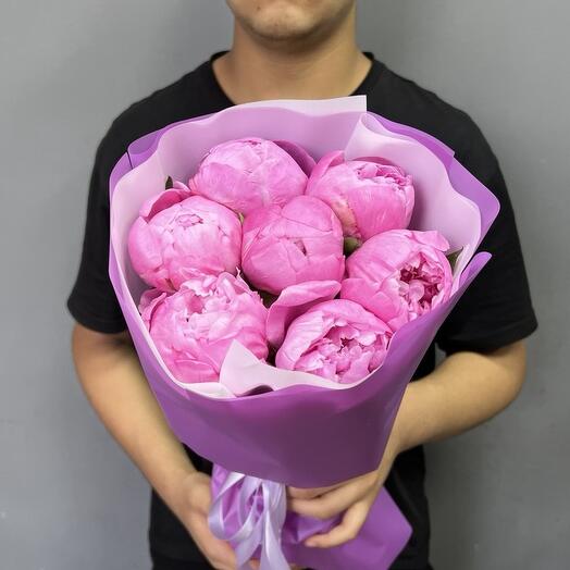 Новинка!!!😻 Букет малиновых пионов  7 шт (0006) peony