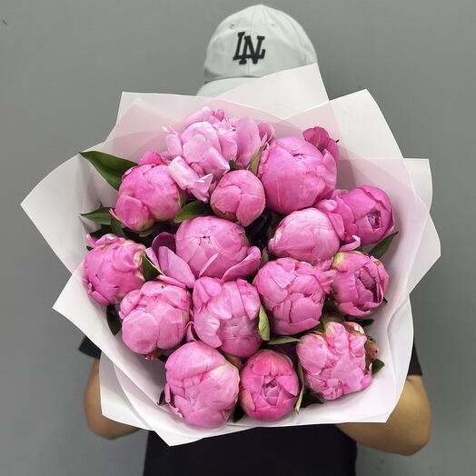 Малиновые пионы 15 шт (0006) peony