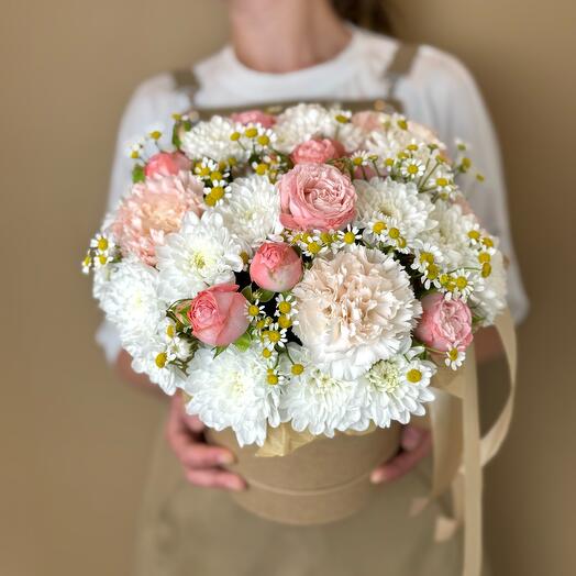 Flowers in a box: clouds in a pink box