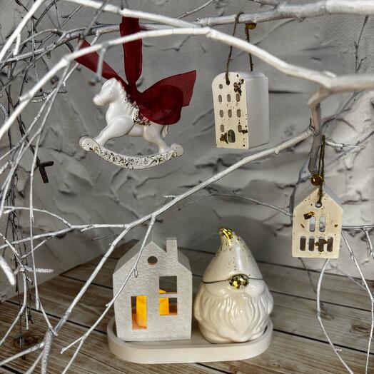 Подарочный новогодний набор с аромасвечой 7в1