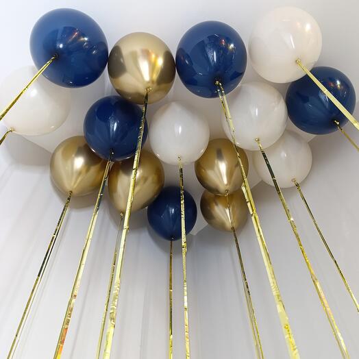 Воздушные шары мужчине, сине-золотой микс