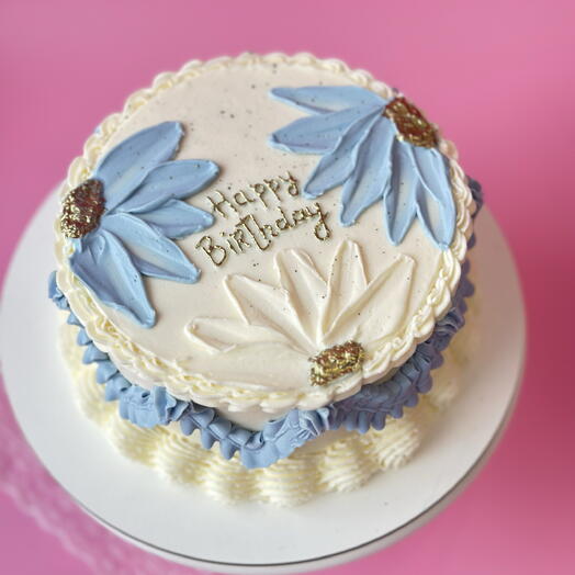 Торт Happy Birthday с цветами
