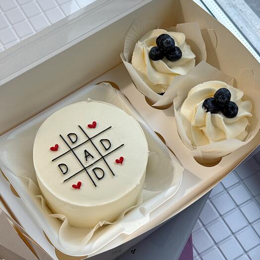 Набор бенто торт и капкейки в подарок папе, отцу, дедушке