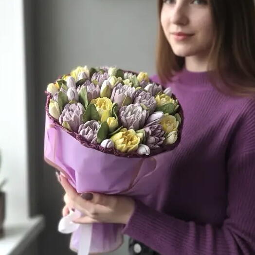 Букет из тюльпанов 20см в подрок маме, женщине, любимой, на 1 сентября