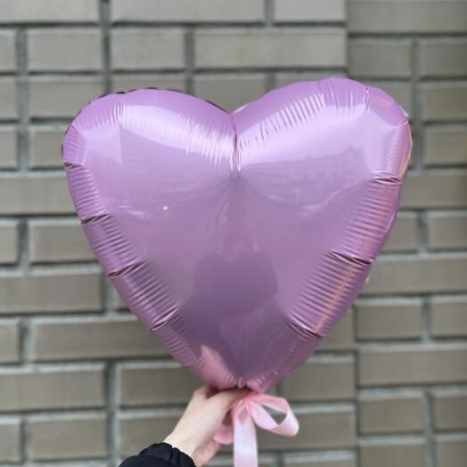 Шар сердце на палочке с воздухом «Розовый зефир»