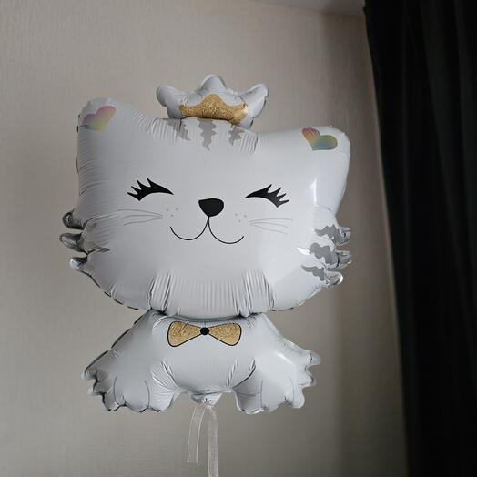 Воздушный шар фигура Кошка,кошечка принцесса, кошка с короной,милый котенок-1шар