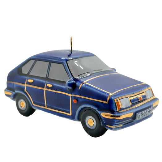 Ёлочная игрушка "Девятка" (Фарфоровая мануфактура) синяя