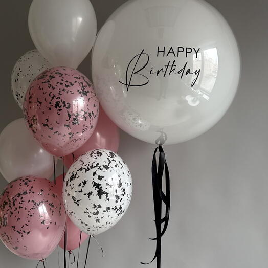 Feliz cumpleaños globo gigante transparente de 36 pulgadas y 10 globos mixtos con confeti