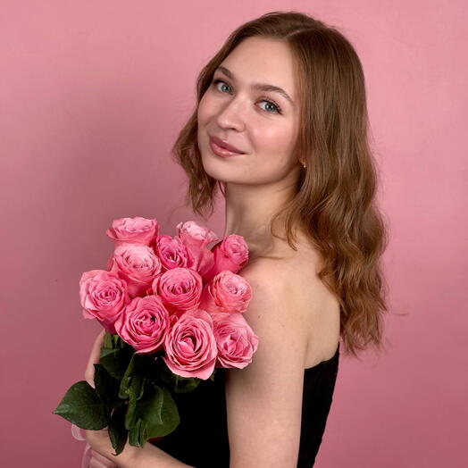 Розовые розы 11 шт
