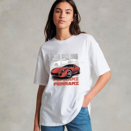 Футболка оверсайз белого цвета Ferrari, унисекс
