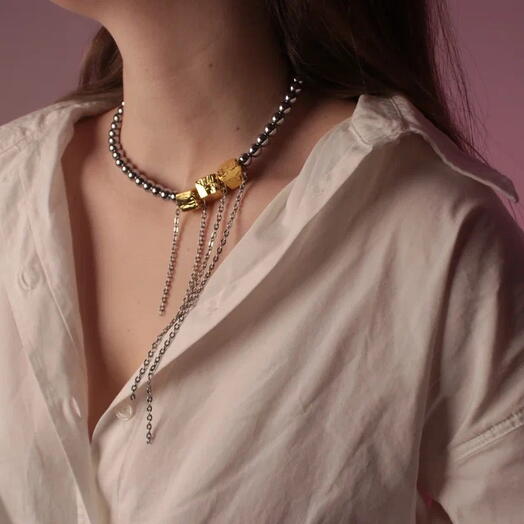 Колье из гематина с пиритом