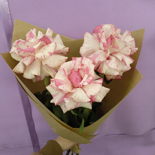 Французская роза меджик в крафте 3 шт