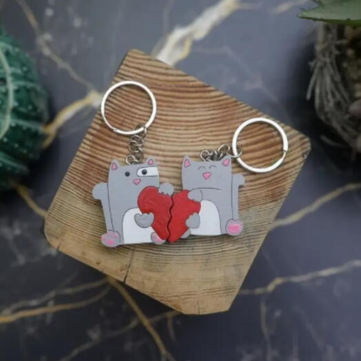Брелок парный Коты с сердцем