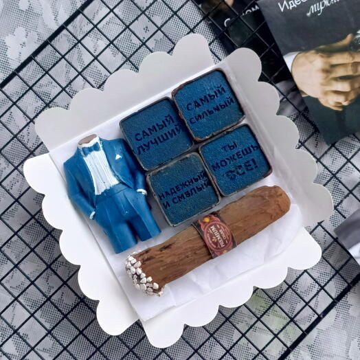 Мужской набор шоколада с сигарой мужу, папе, брату, дедушке, коллеге