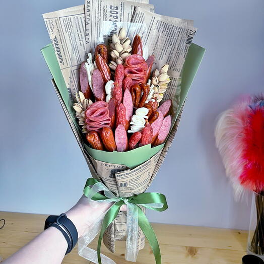 Мужской мясной букет с фисташкой