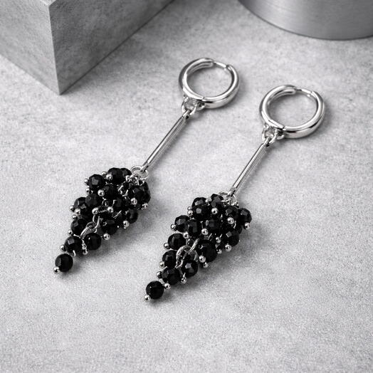 Серьги-грозди из черного оникса