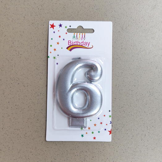 Свеча "6" Серебро