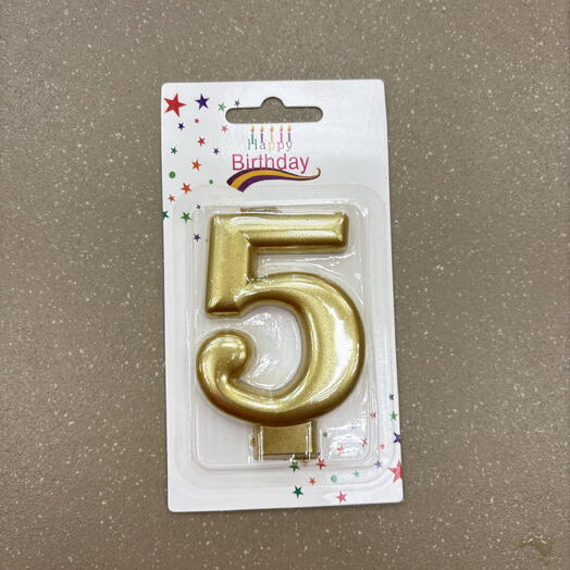 Свеча для торта Цифра «5» 8 см золото
