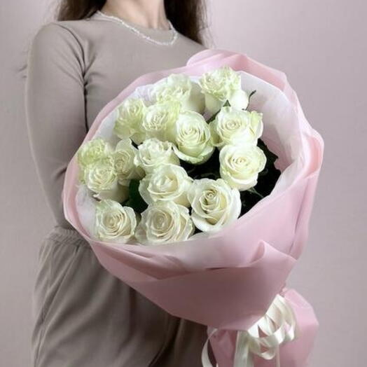 Нежный букет из 15 белых роз 02-0050-015