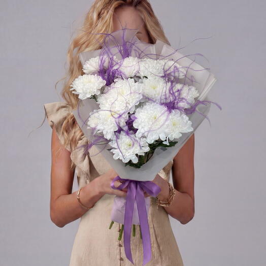 Букет из кустовой хризантемы (3 ветки) и стифы от XOFLOWERS