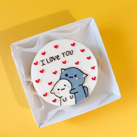 Бенто-торт с котиками "I love you" для любимого, любимой, парня, девушки, жены, мужа