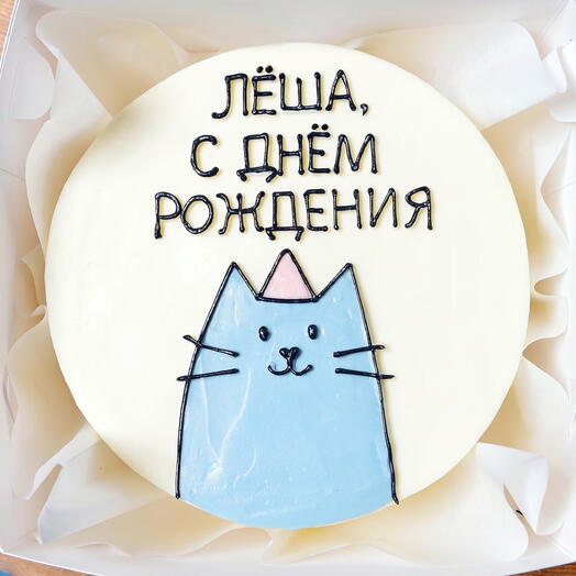 Бенто-торт на День Рождения любимому мужчине, мужу, сыну, мальчику, парню, подруге - тортик синий котик