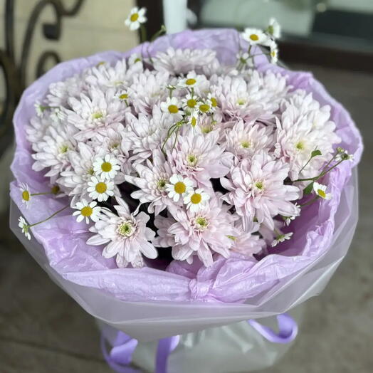 💓Букет с розовой хризантемой
