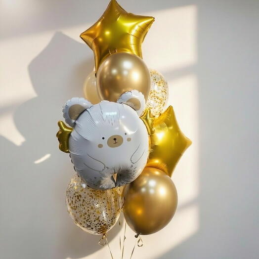 Набор гелиевых шаров «Мишка с крылышками»