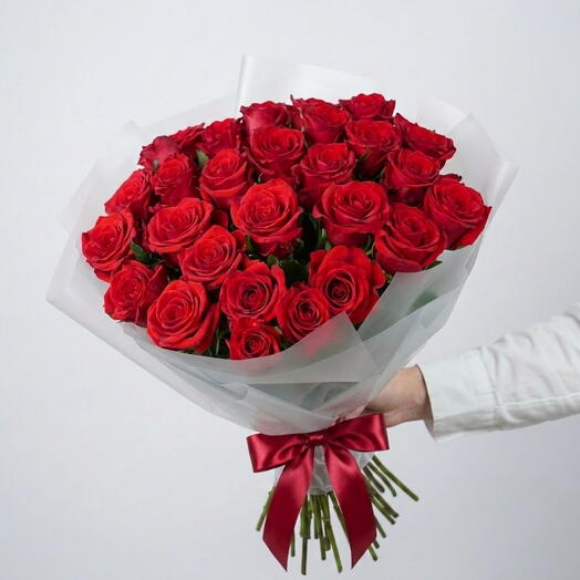 Букет из 25 бордовых роз