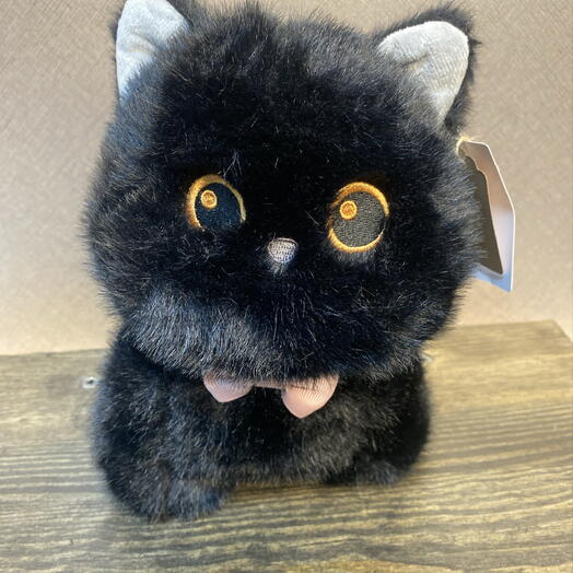 Мягкая игрушка, черный котик маленький