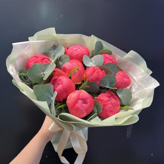 Коралловые пионы 💚 9