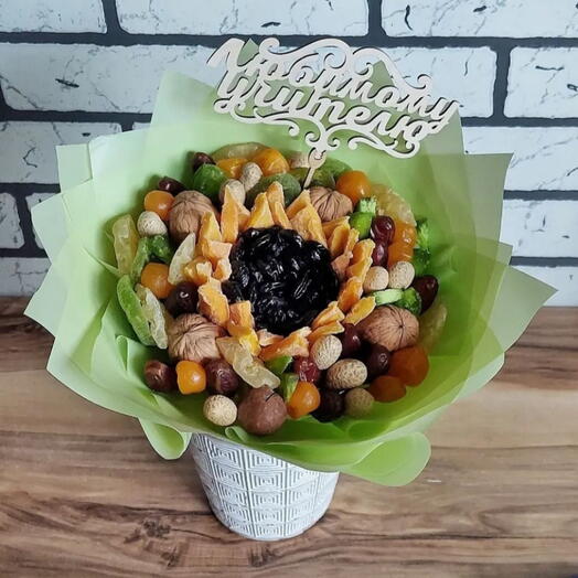 Щедрое ассорти💛Букет с Сухофруктами 💚Букет на 1 Сентября Учителю Сухофрукты
