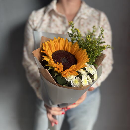 Букет с подсолнухом 🌻