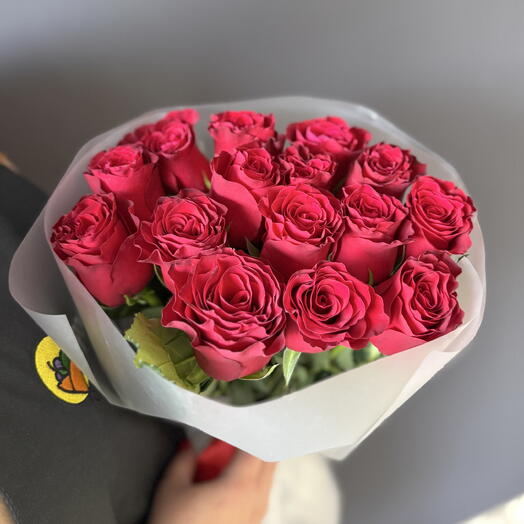 Букет из 15 роз «Rhodos» 60см