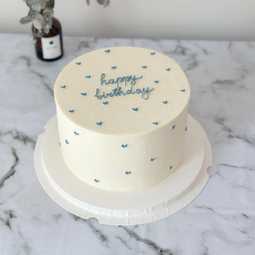 Торт 1 кг на день рождения с сердечками happy birthday голубой