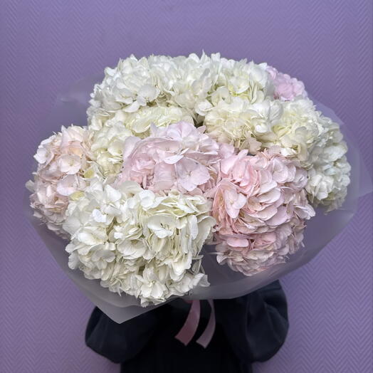 Пышный букет гортензий 🌸9 штук,цвет бело/розовый для любимой/мамы на День рождение 💕🤩