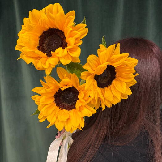 Подсолнухи 3 штуки под ленту 💛
