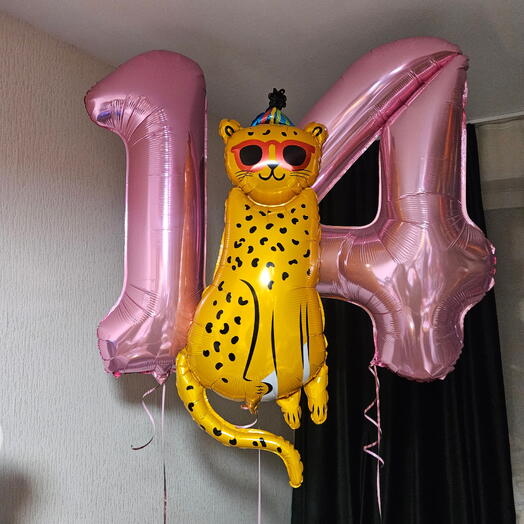 Набор воздушных шаров на 14лет дочки, девочки, девушки и леопард -3шара