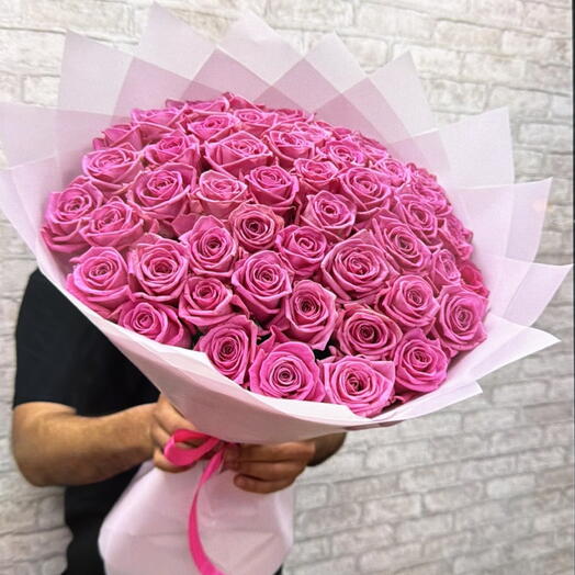 51 Роза розовые розы аква 60см