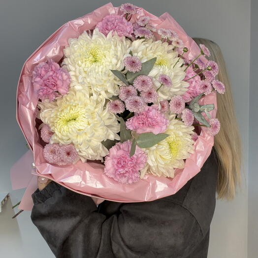 Нежный букет 💗для самой любимой 💗с одно головой хризантемой💗