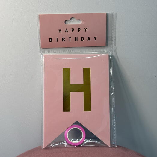 Гирлянда флажки happy birthday розовый/ золото