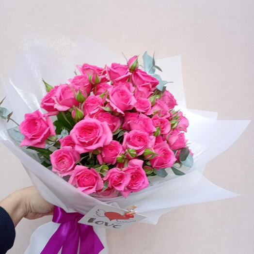 9 spray roses pink demention bouquet