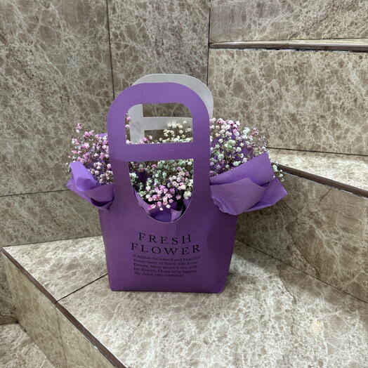 Цветная гипсофила в сиреневой сумочке 💜