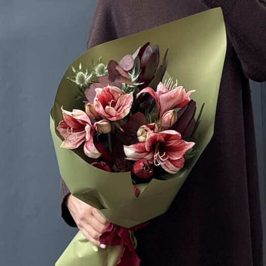 Букет Осенний Леукандендрон | Амарилис | Эрингиум