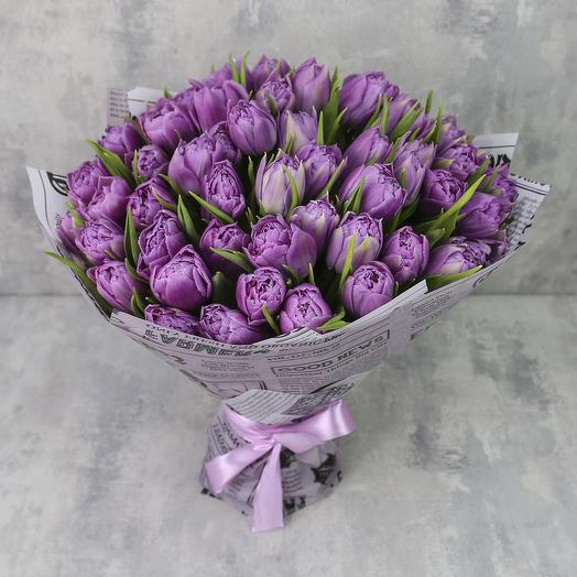 Ramo de 51 tulipanes "tulipanes de peonía Lila Doble Precio"