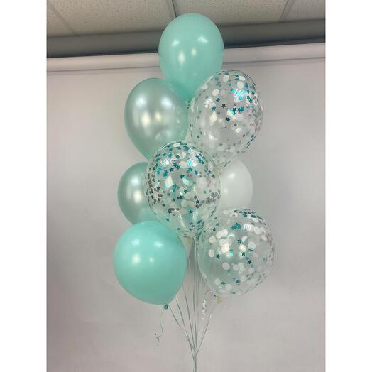 Balloons with helium Turquoise and White, 12pcs