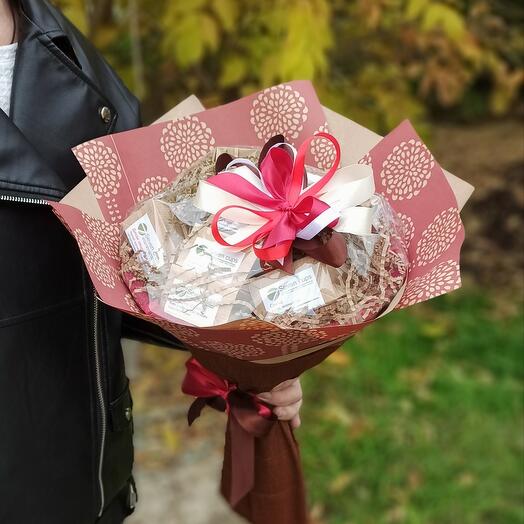 Букет из чая и кофе - Южный каштан - Подарочный набор чайно-кофейный букет
